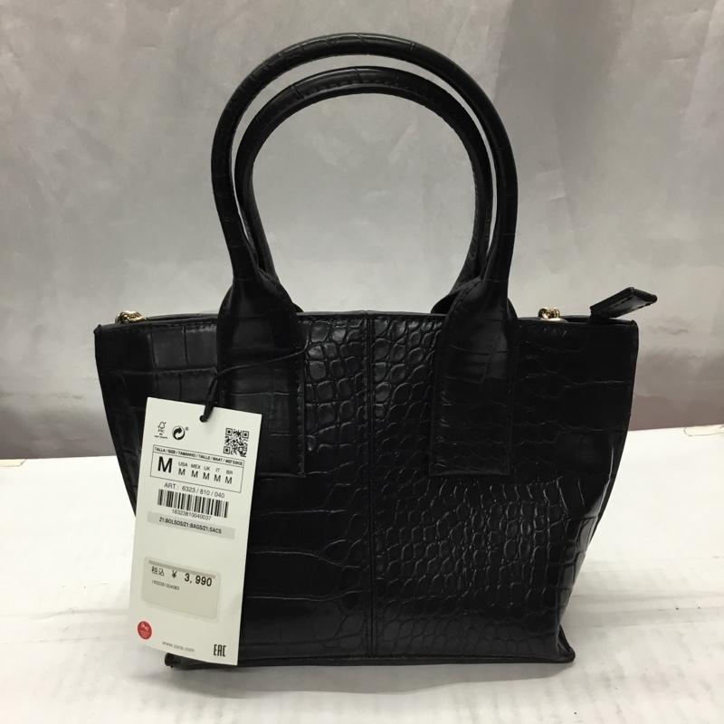 ザラ ZARA ハンドバッグ ハンドバッグ 6323 810 040 ショルダー 2WAY クロコダイル調 タグ付き  黒 / ブラック /  レディース USED 古着 中古 10110518