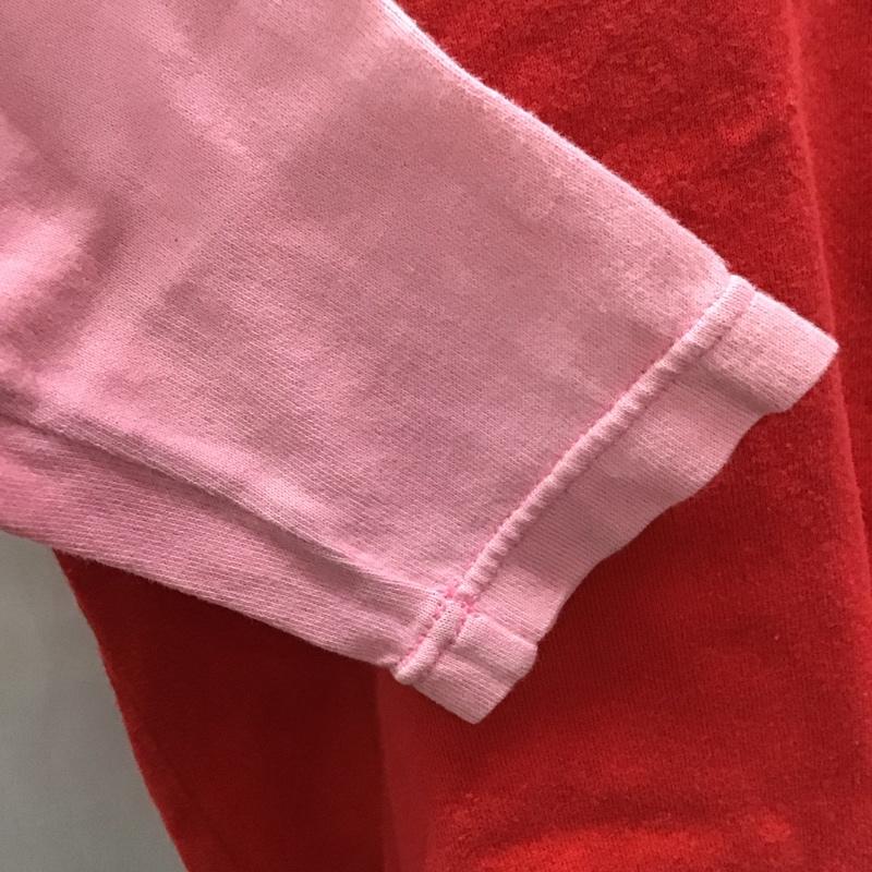 ミキハウス MIKIHOUSE Tシャツ 長袖 13-5224-238 ラグランスリーブ キッズ 120cm 120cm ロゴ、文字 桃 / ピンク / X 赤 / レッド /  ガールズ USED 古着 中古 10116901