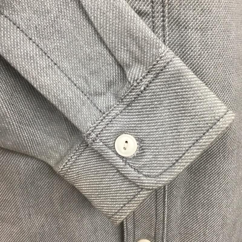 ヒューストン HOUSTON シャツ、ブラウス 長袖 長袖シャツ カラーシャツ ポケットシャツ 長袖カットソー XL ロゴ、文字 灰 / グレー /  メンズ USED 古着 中古 10116385