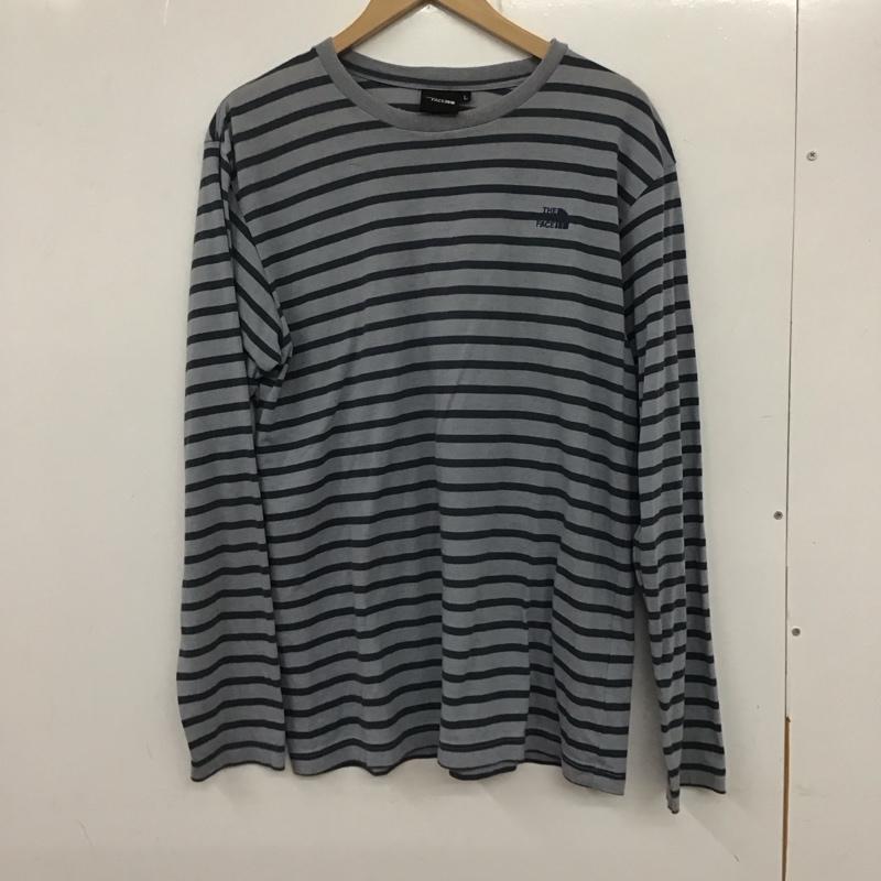 ザノースフェイス THE NORTH FACE カットソー 長袖 nt30123 長袖カットソー プリントカットソー クルーネック L ボーダー柄 紺 / ネイビー /  メンズ USED 古着 中古 10133622