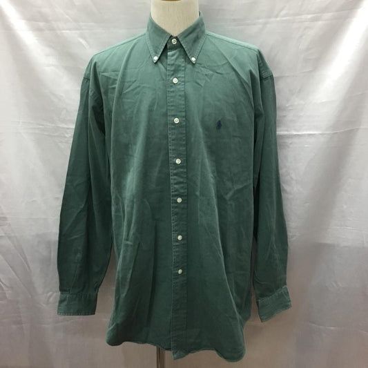 ラルフローレン RALPHLAUREN シャツ、ブラウス 長袖 長袖シャツ カラーシャツ ポケットシャツ 長袖カットソー ボタンダウンシャツ M ロゴ、文字 緑 / グリーン /  メンズ USED 古着 中古 10118679