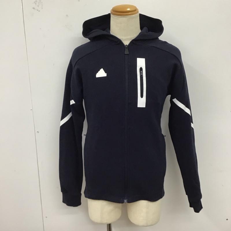 アディダス adidas パーカー 長袖 ジップアップパーカー 長袖パーカー フード付きパーカー ロゴ、文字 紺 / ネイビー /  メンズ USED 古着 中古 10123613