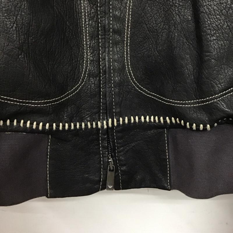 エンポリオアルマーニ EMPORIO ARMANI ジャケット、上着 ジャケット、ブレザー レザージャケット ジップアップジャケット アウター 無地 黒 / ブラック /  メンズ USED 古着 中古 10144491
