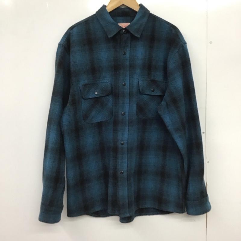 ビッグマイク BIG MIKE シャツ、ブラウス 長袖 長袖シャツ カジュアルシャツ 総柄シャツ XXL プリント 青 / ブルー /  メンズ USED 古着 中古 10148230