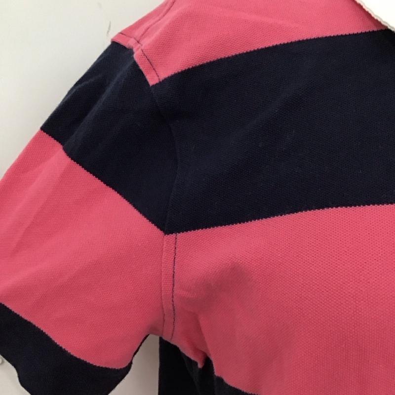 ブルックスブラザーズ BROOKS BROTHERS ポロシャツ 半袖 ワイドボーダー L ワンポイント 桃 / ピンク / X 紺 / ネイビー /  レディース USED 古着 中古 10116490