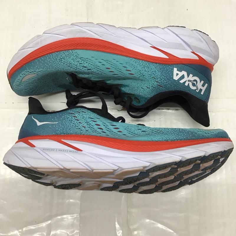 ホカオネオネ HOKA ONEONE スニーカー スニーカー 1121374 CLIFTON 8 WIDE クリフトン8 ワイド 26cm 26.0cm ロゴ、文字 黒 / ブラック / X 青 / ブルー / X 白 / ホワイト / X 赤 / レッド /  メンズ USED 古着 中古 10121627