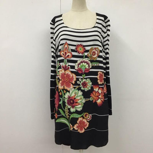 デシグアル Desigual ワンピース ひざ丈スカート 57V28C0 長袖 ボーダー 40 花柄 マルチカラー / マルチカラー /  レディース USED 古着 中古 10122475