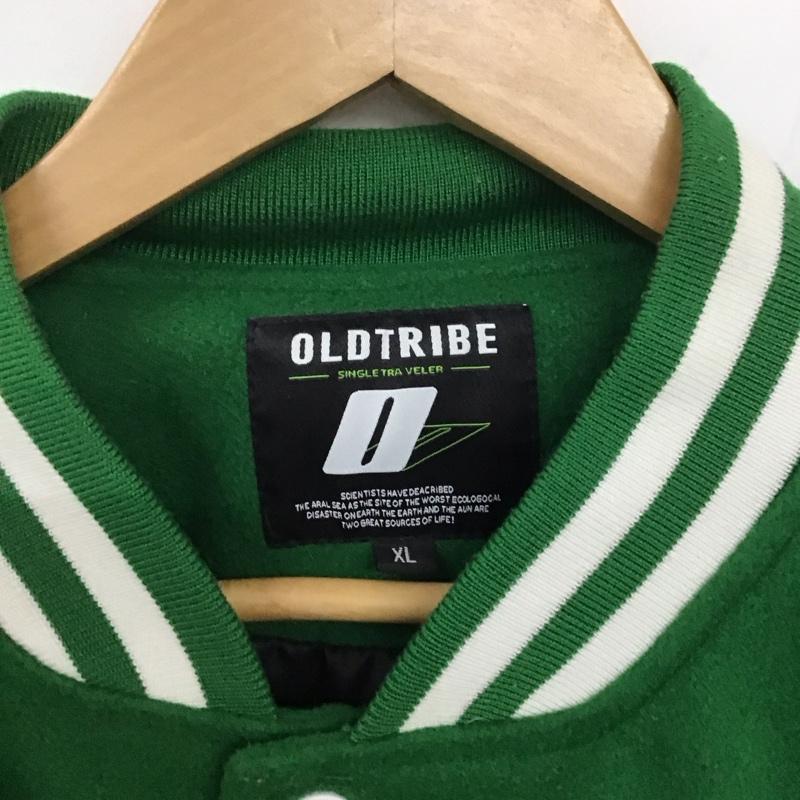 オールドトライブ OLDTRIBE ジャケット、上着 ジャケット、ブレザー スタジャン アウター 古着 前ボタン XL ロゴ、文字 白 / ホワイト / X 緑 / グリーン /  メンズ USED 古着 中古 10130565