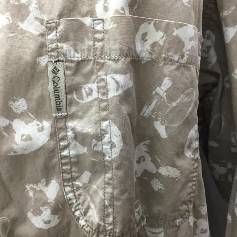 コロンビア Columbia シャツ、ブラウス 長袖 長袖シャツ カジュアルシャツ カラーシャツ ボタンダウンシャツ プリントシャツ XL プリント ベージュ / ベージュ /  メンズ USED 古着 中古 10111615