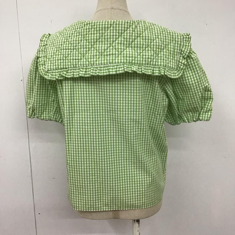 ザラ ZARA シャツ、ブラウス 半袖 3537 683 131 ピーターパンカラーシャツ ショートパフスリーブ キルティング襟 タグ付き S チェック 薄緑 / ライトグリーン / X 白 / ホワイト /  レディース USED 古着 中古 10107976