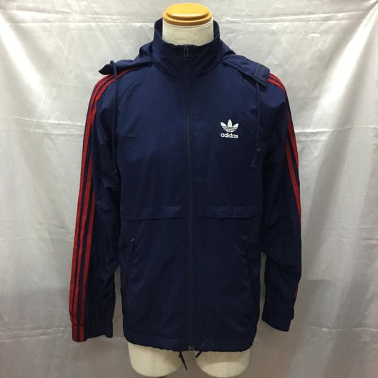 アディダス adidas ジャケット、上着 ジャンパー、ブルゾン ジップアップジャケット ジャンパー ジャケット カジュアルジャケット アウター M ロゴ、文字 赤 / レッド / X 紺 / ネイビー /  メンズ USED 古着 中古 10112309