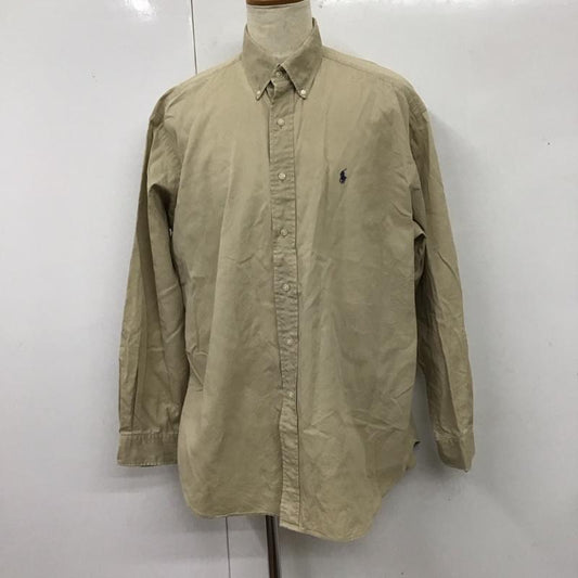 ラルフローレン RALPHLAUREN シャツ、ブラウス 長袖 長袖シャツ カラーシャツ 長袖カットソー ボタンダウンシャツ XL ロゴ、文字 ベージュ / ベージュ /  メンズ USED 古着 中古 10117272