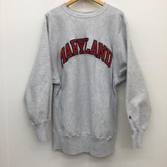 チャンピオン Champion トレーナー 長袖 90’s リバースウィーブ XL ロゴ、文字 灰 / グレー /  メンズ USED 古着 中古 10112606