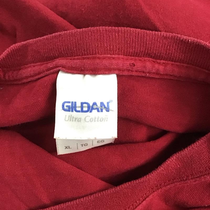 ギルダン GILDAN Tシャツ 半袖 クルーネック ロゴ XL ロゴ、文字 ボルドー / ボルドー /  メンズ USED 古着 中古 10123007