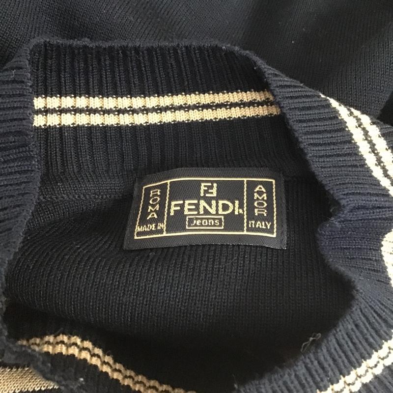 フェンディ FENDI ワンピース ロングスカート 長袖ニットワンピース ロングワンピース リブニット 総柄 総柄 X ロゴ、文字 ベージュ / ベージュ / X 紺 / ネイビー /  レディース USED 古着 中古 10105827