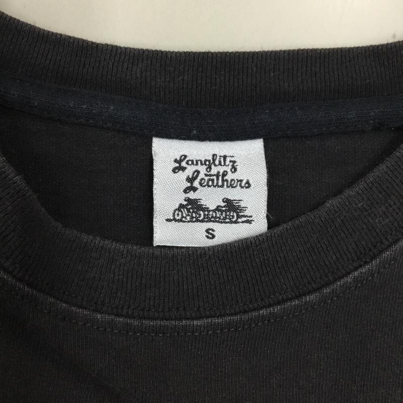 ラングリッツレザーズ Langlitz Leathers Tシャツ 半袖 半袖カットソー プリントTシャツ クルーネックカットソー S ロゴ、文字 黒 / ブラック /  メンズ USED 古着 中古 10116714