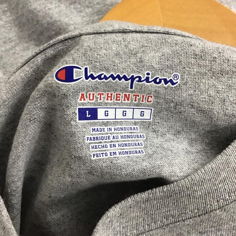 チャンピオン Champion Tシャツ 半袖 半袖カットソー プリントTシャツ クルーネックカットソー L 無地 灰 / グレー /  メンズ USED 古着 中古 10135979