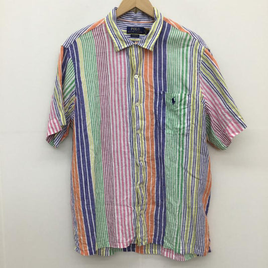 ポロラルフローレン POLO RALPH LAUREN シャツ、ブラウス 半袖 L ストライプ X ワンポイント 白 / ホワイト / X 青 / ブルー / X 桃 / ピンク / X 緑 / グリーン /  メンズ USED 古着 中古 10129013