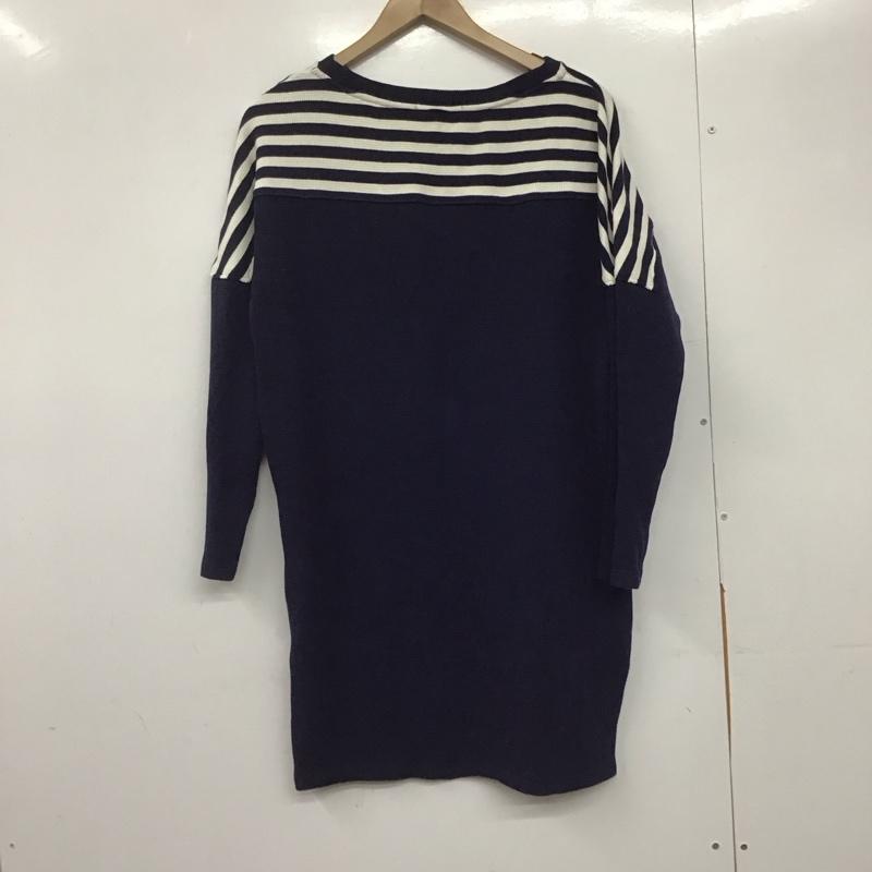 ラコステ LACOSTE ワンピース ロングスカート 長袖ロングワンピース ボーダーニットワンピース 40 ボーダー柄 白 / ホワイト / X 紺 / ネイビー /  レディース USED 古着 中古 10145118