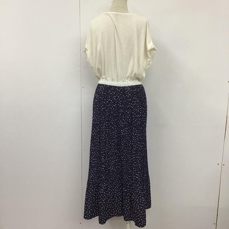 ロペピクニック ROPE  PICNIC ワンピース ロングスカート GDE-19610-A ドットプリーツドッキングワンピース 38 ドット 白 / ホワイト / X 紺 / ネイビー /  レディース USED 古着 中古 10108921
