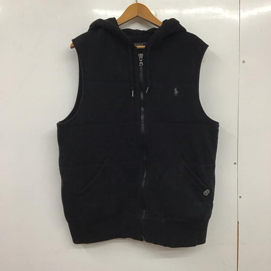ポロラルフローレン POLO RALPH LAUREN ベスト ベスト ジップアップベスト ノースリーブカットソー アウター パーカー L ロゴ、文字 黒 / ブラック /  メンズ USED 古着 中古 10137827
