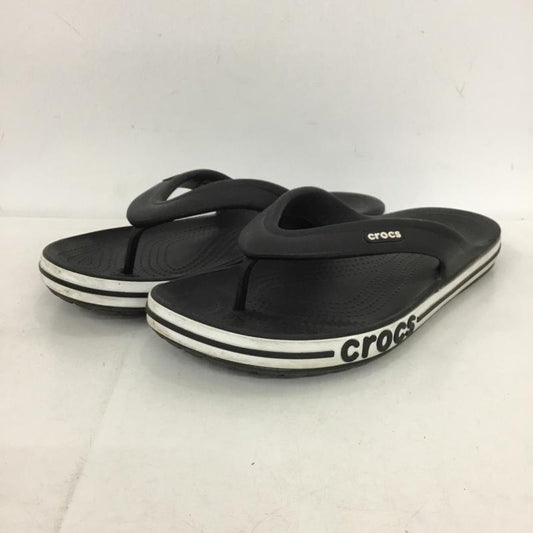 クロックス crocs サンダル サンダル ビーチサンダル トングサンダル M7 W9 ロゴ、文字 黒 / ブラック /  メンズ USED 古着 中古 10150214