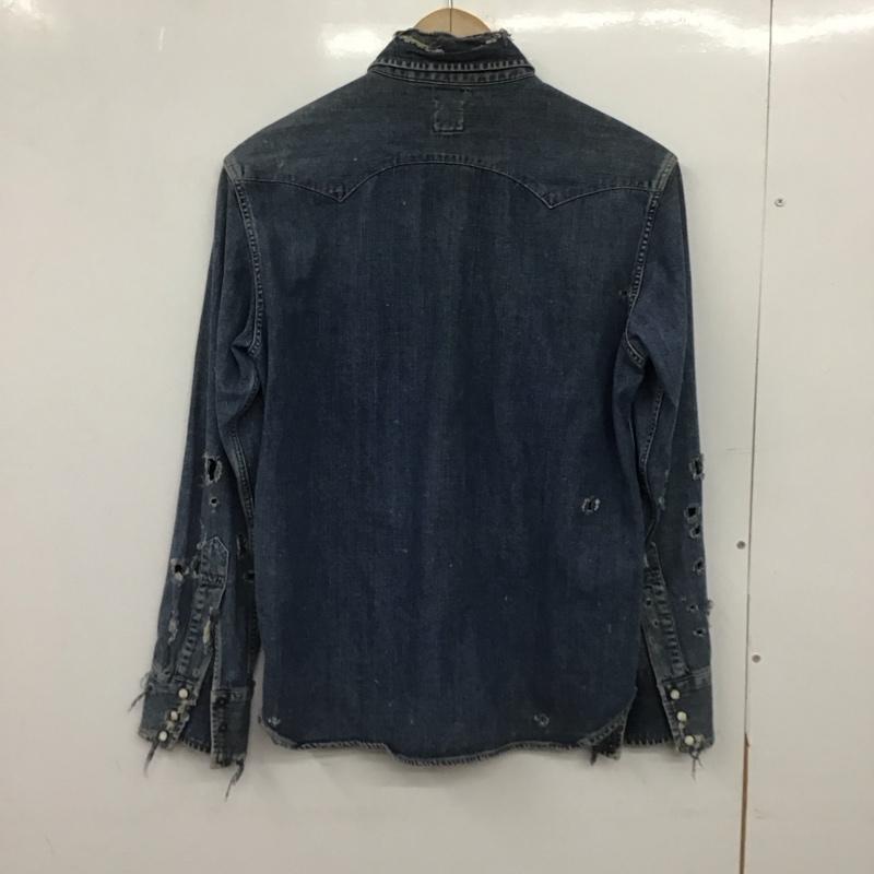 リーバイス Levi s シャツ、ブラウス 長袖 長袖デニムシャツ カラーシャツ 長袖シャツ クラッシュ XS ダメージ加工 インディゴ / インディゴ /  メンズ USED 古着 中古 10147597