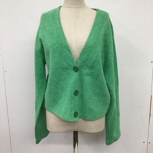 ザラ ZARA カーディガン 長袖 5584/007/500 M 無地 黄緑 / イエローグリーン /  レディース USED 古着 中古 10124049