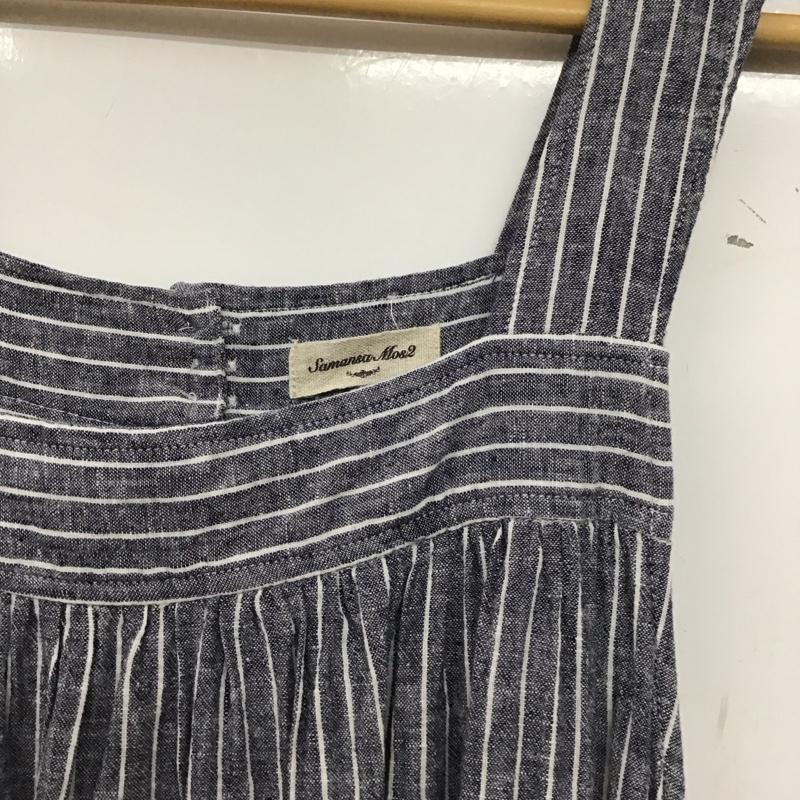 サマンサモスモス Samansa Mos2 ワンピース ロングスカート 1102020 ジャンパースカート M ストライプ 紺 / ネイビー / X 白 / ホワイト /  レディース USED 古着 中古 10142229
