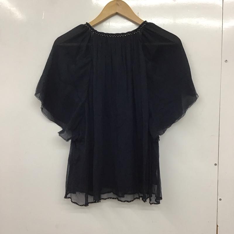 マカフィー MACPHEE カットソー 半袖 プルオーバー シルク 38 無地 紺 / ネイビー /  レディース USED 古着 中古 10133735
