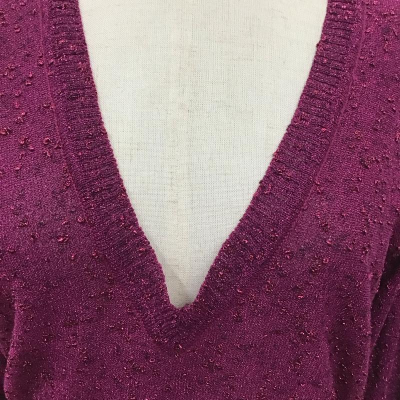 ザラ ZARA カットソー 半袖 4331 101 671 Vネック 半袖ニット S 無地 えんじ / ワインレッド /  レディース USED 古着 中古 10116662