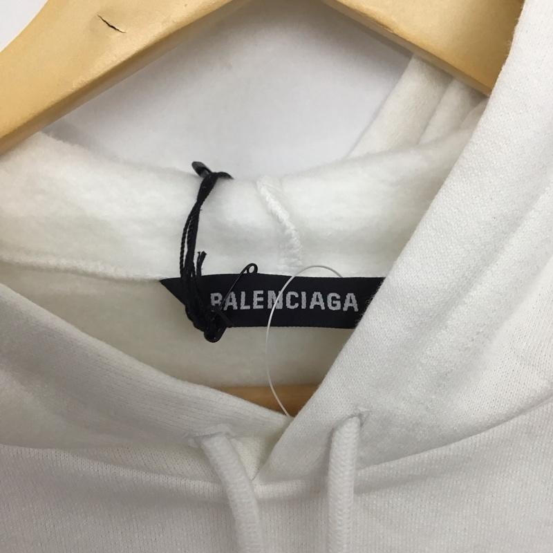 バレンシアガ BALENCIAGA パーカー 長袖 641679 TJVI6 LANGUAGE ランゲージプリント プルオーバー XS ロゴ、文字 X プリント 白 / ホワイト /  メンズ USED 古着 中古 10141195