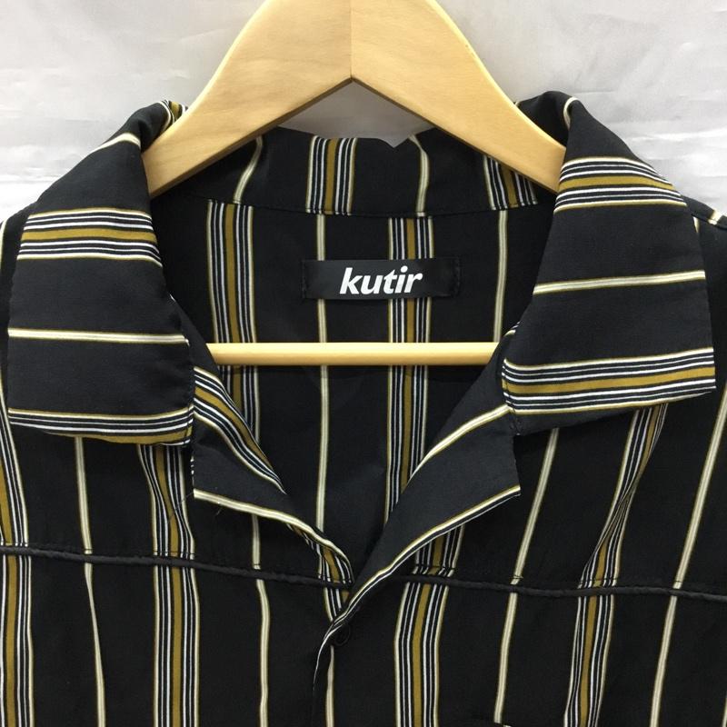 クティール kutir シャツ、ブラウス 半袖 KT922040BW オープンカラー L ストライプ 黒 / ブラック / X 白 / ホワイト / X 茶 / ブラウン /  メンズ USED 古着 中古 10117761