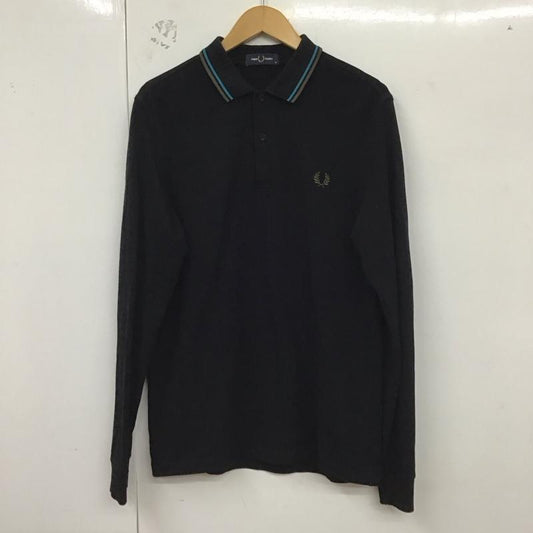 フレッドペリー FRED PERRY ポロシャツ 長袖 長袖ポロシャツ 長袖カットソー カラーシャツ M ロゴ、文字 黒 / ブラック /  メンズ USED 古着 中古 10129890