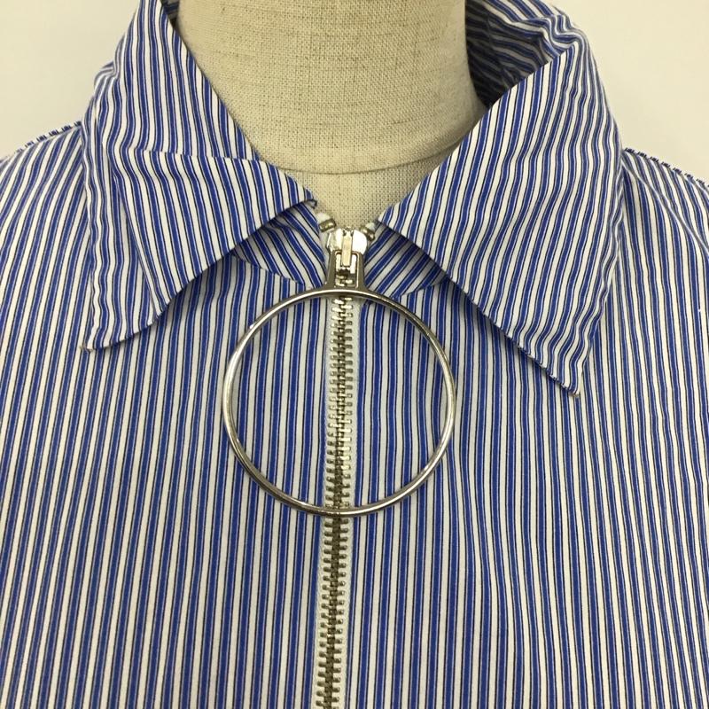 ザラ ZARA ワンピース ロングスカート 2518 844 044 ハーフジップ M チェック 青 / ブルー / X 白 / ホワイト /  レディース USED 古着 中古 10122047