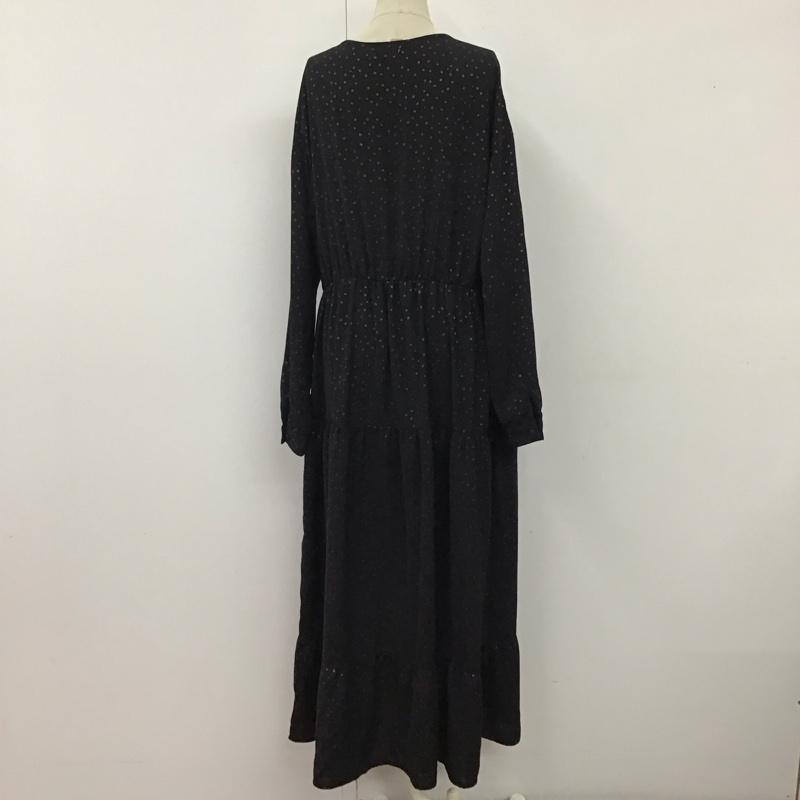 ニコアンド niko and... ワンピース ロングスカート MN81TH01AD 長袖 ティアード 4 総柄 黒 / ブラック /  レディース USED 古着 中古 10118802