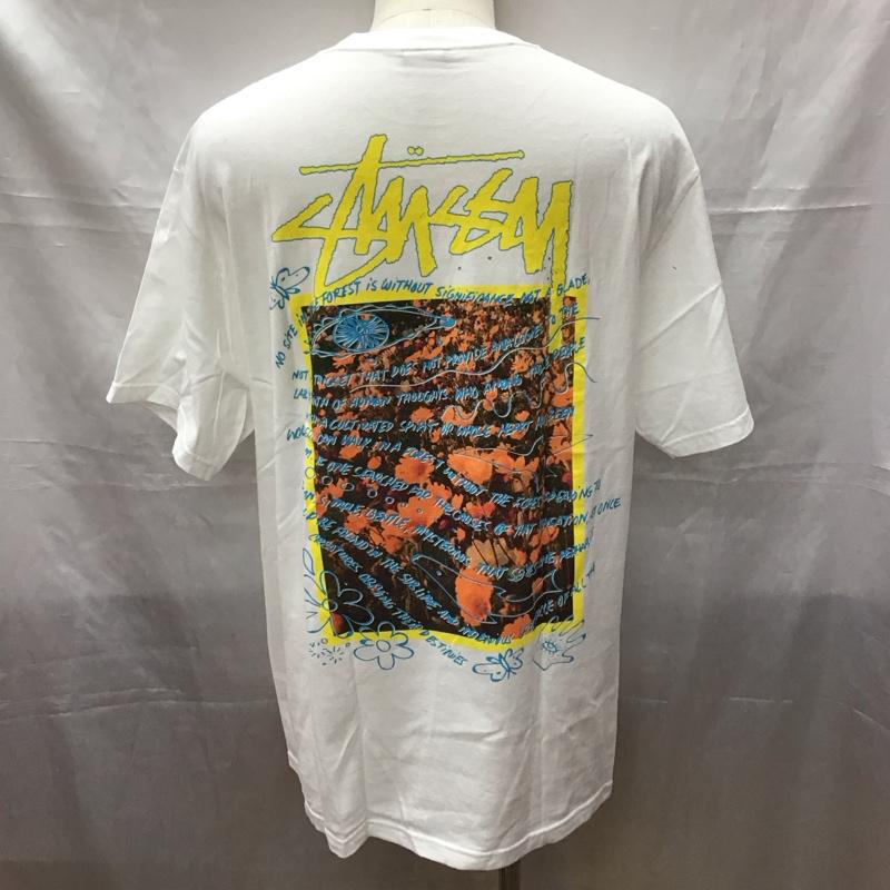 ステューシー STUSSY Tシャツ 半袖 半袖カットソー プリントTシャツ クルーネックカットソー L プリント 白 / ホワイト /  メンズ USED 古着 中古 10113185