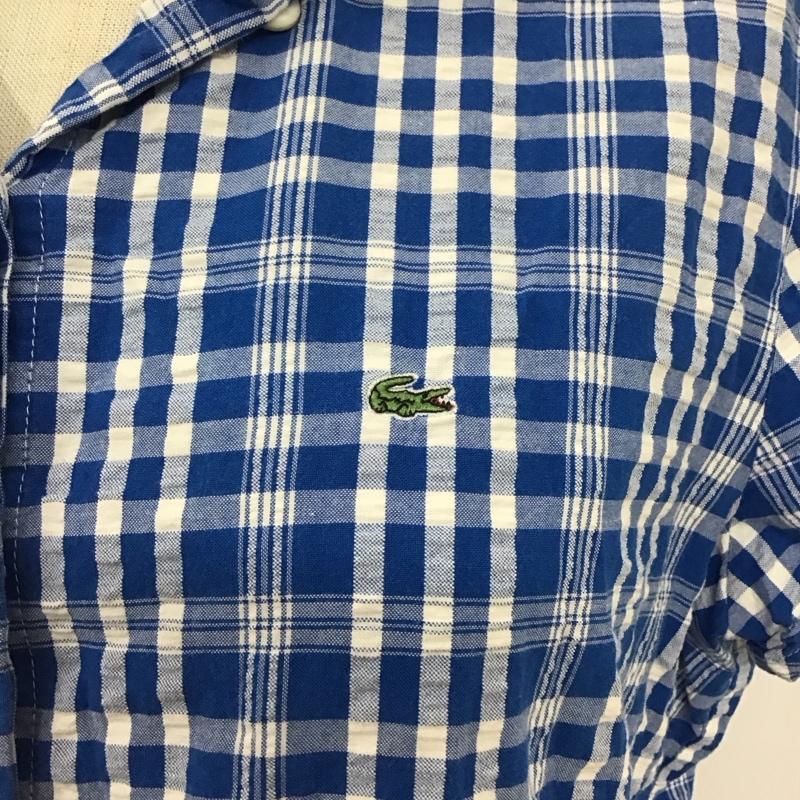 ラコステ LACOSTE シャツ、ブラウス 半袖 CF035S チェック ワニ 42 ワンポイント 青 / ブルー / X 白 / ホワイト /  レディース USED 古着 中古 10114913