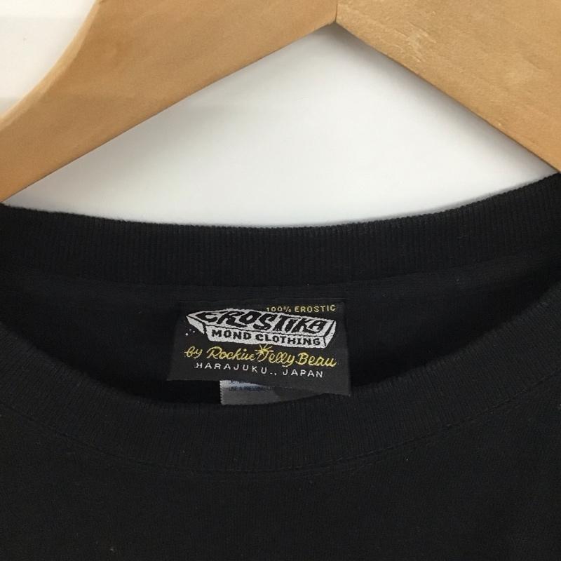 エロスティカ EROSTiKA Tシャツ 半袖 半袖カットソー プリントTシャツ クルーネックカットソー XL プリント 黒 / ブラック /  メンズ USED 古着 中古 10130117