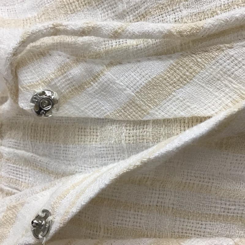 ザラ ZARA シャツ、ブラウス 長袖 M ストライプ 白 / ホワイト / X ベージュ / ベージュ /  レディース USED 古着 中古 10148785
