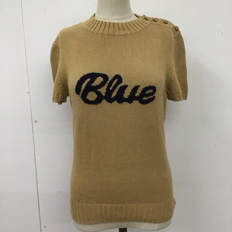 バーバリーブルーレーベル BURBERRY BLUE LABEL ニット、セーター 半袖 半袖ニットカットソー クルーネックカットソー 半袖セーター M プリント 茶 / ブラウン /  レディース USED 古着 中古 10113814