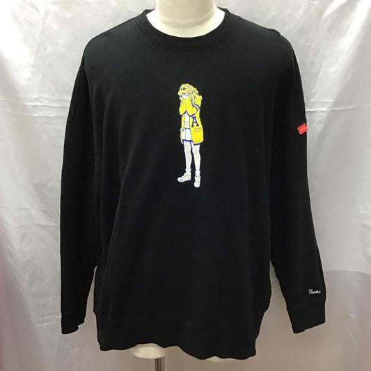 ヘッドグーニー HEADGOONIE トレーナー 長袖 長袖トレーナー スウェット クルーネック リブスウェットカットソー L プリント 黒 / ブラック /  メンズ USED 古着 中古 10113172