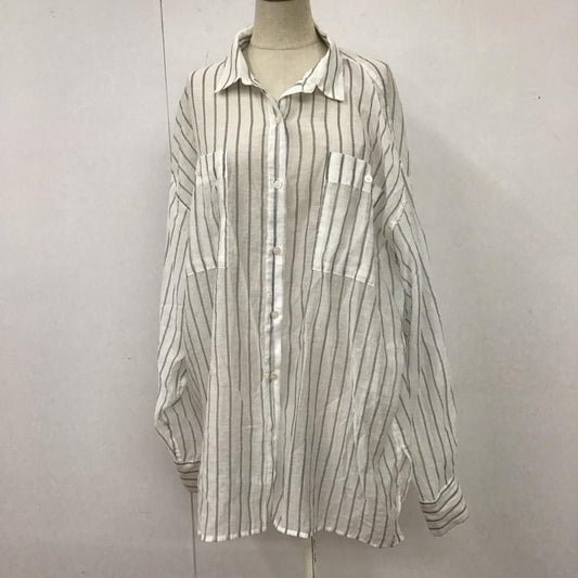 アメリカンホリック AMERICAN HOLIC シャツ、ブラウス 長袖 長袖シャツ カラーシャツ ポケットシャツ 長袖カットソー ストライプシャツ M ストライプ 白 / ホワイト /  レディース USED 古着 中古 10117311