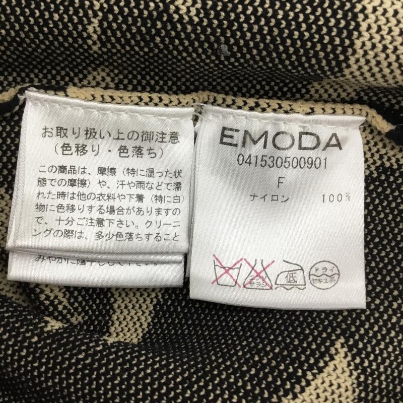 エモダ EMODA ニット、セーター 長袖 FREE 総柄 黒 / ブラック / X ベージュ / ベージュ /  レディース USED 古着 中古 10137907