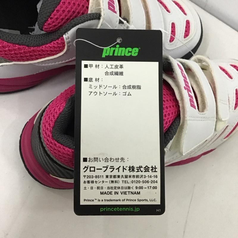 プリンス Prince シューズ シューズ DPS853 オールコート用 テニス 19.0cm 無地 白 / ホワイト / X 桃 / ピンク /  ボーイズ USED 古着 中古 10125201
