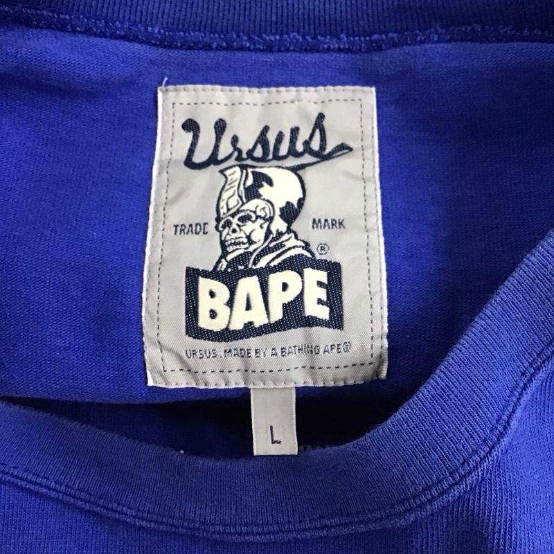 アーサスベイプ URSUS BAPE Tシャツ 半袖 半袖カットソー プリントTシャツ クルーネックカットソー L ロゴ、文字 青 / ブルー /  メンズ USED 古着 中古 10123774