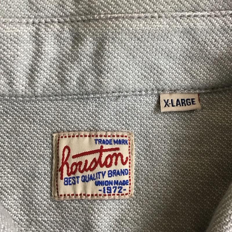 ヒューストン HOUSTON シャツ、ブラウス 長袖 長袖シャツ カラーシャツ ポケットシャツ 長袖カットソー XL ロゴ、文字 灰 / グレー /  メンズ USED 古着 中古 10116385