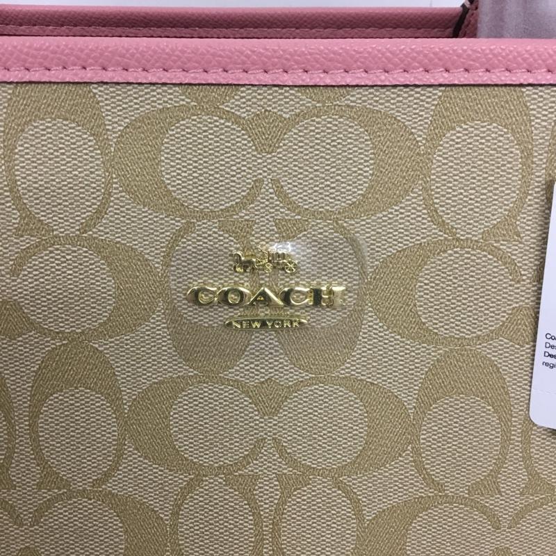 コーチ COACH トートバッグ トートバッグ F36658 リバーシブル シグネチャー ロゴ 総柄 ベージュ / ベージュ / X 桃 / ピンク /  レディース USED 古着 中古 10140050