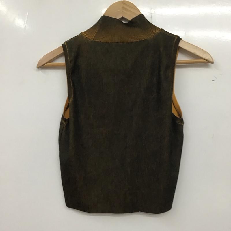 ザラ ZARA トップス トップス 6427 128 021 ノースリーブ モックネック ハイネック リブニット M 無地 黒 / ブラック / X 黄 / イエロー /  レディース USED 古着 中古 10139113