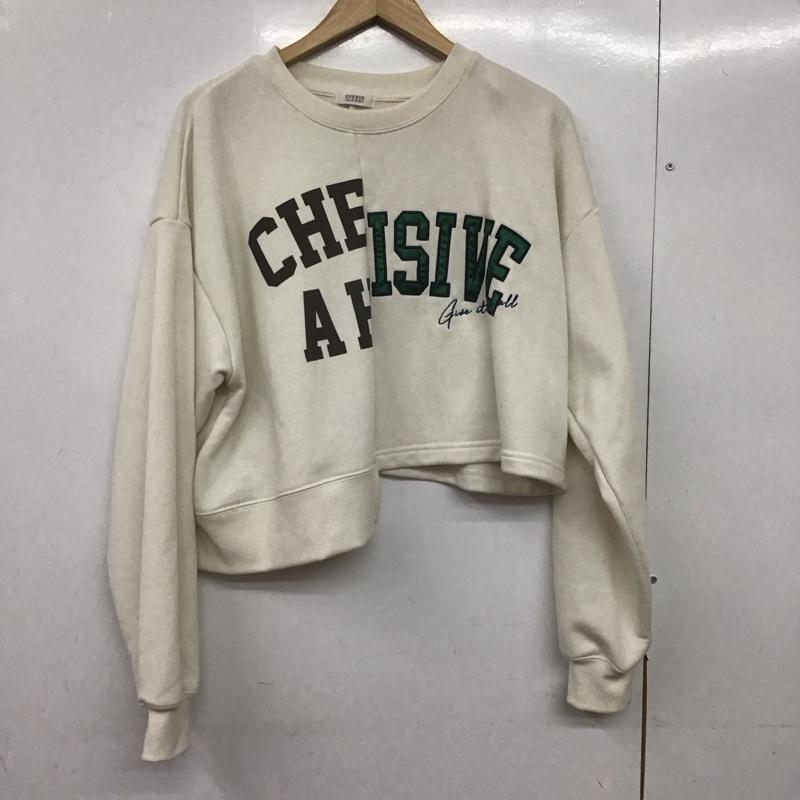 ローリーズファーム LOWRYS FARM トレーナー 長袖 長袖スウェット クルーネックカットソー トレーナー FREE ロゴ、文字 アイボリー / アイボリー /  レディース USED 古着 中古 10145434